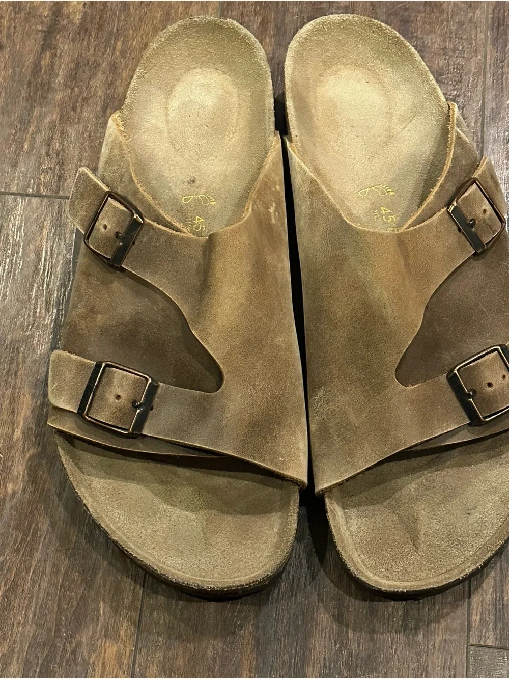 Birkenstock Zurich Brown Suede Double Strap Slide Sandals size 45